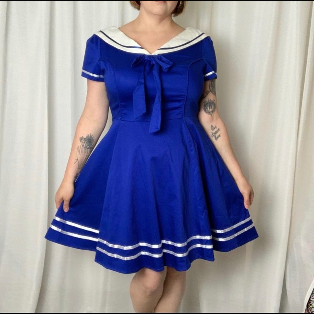 Blue Vintage-Inspired Sailor Dress